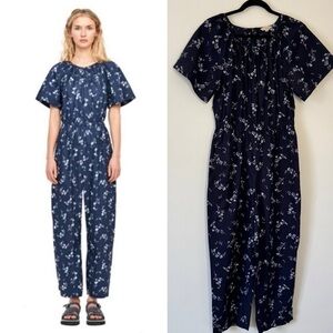 Rebecca Taylor Francine Floral Poplin Jumpsuit Cottage Farm Prairie Blue Sz 6